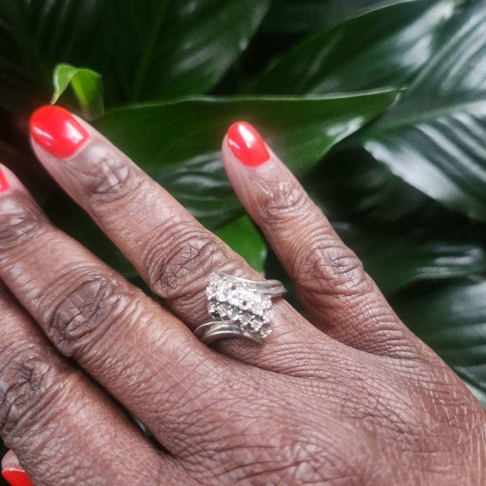 Vintage .45 Carats Diamond 925 Sterling Silver Ring